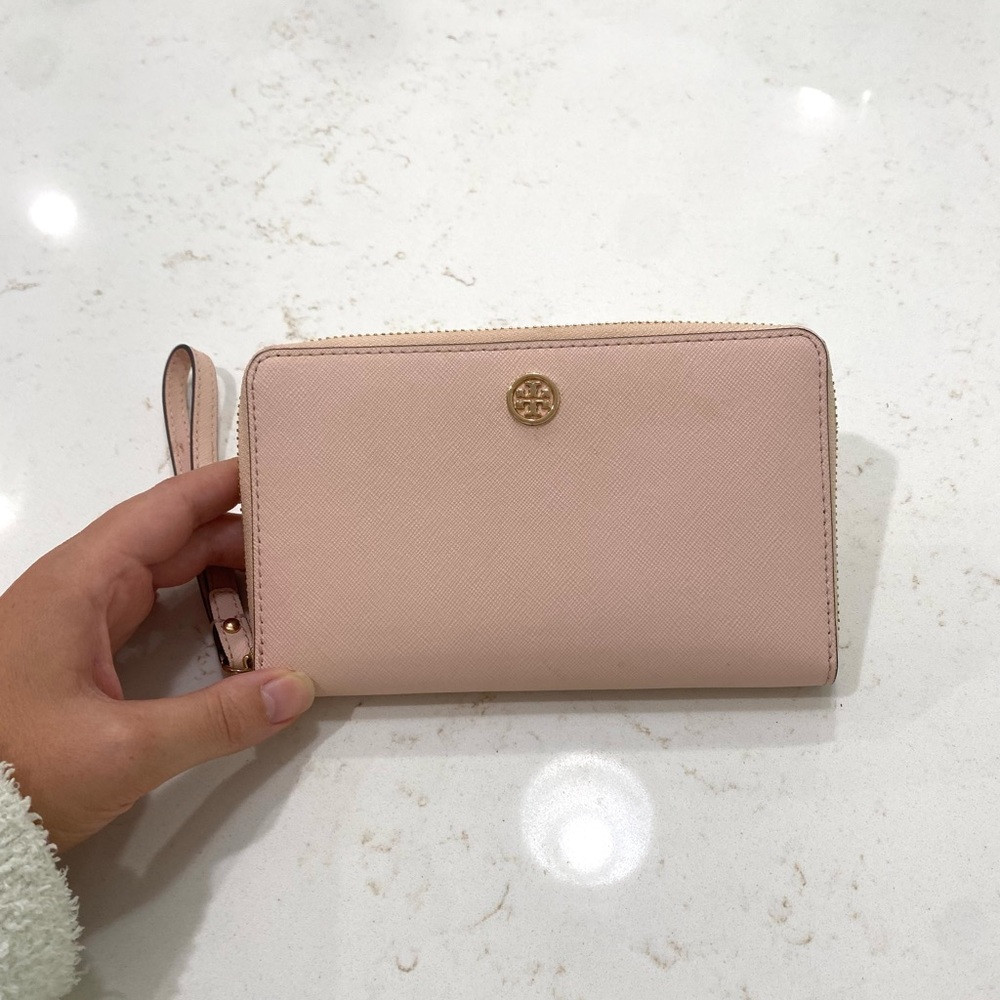 Tory Burch wristlet wallet pink apricot